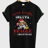 Just a girl in love beagle and christmas T Shirt