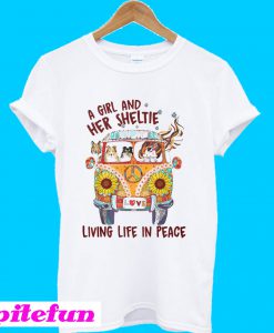 A girl and her sheltie living life in peace T-Shirt