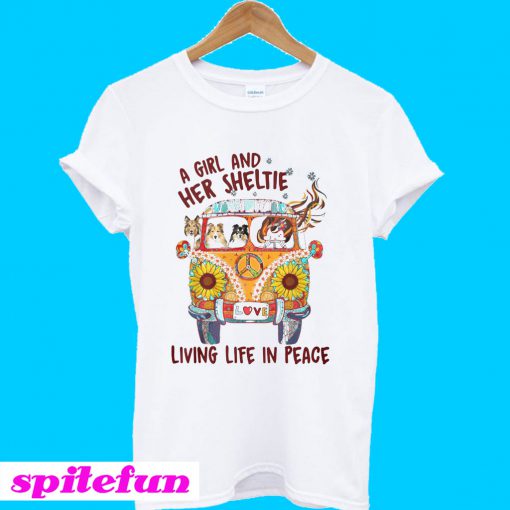 A girl and her sheltie living life in peace T-Shirt