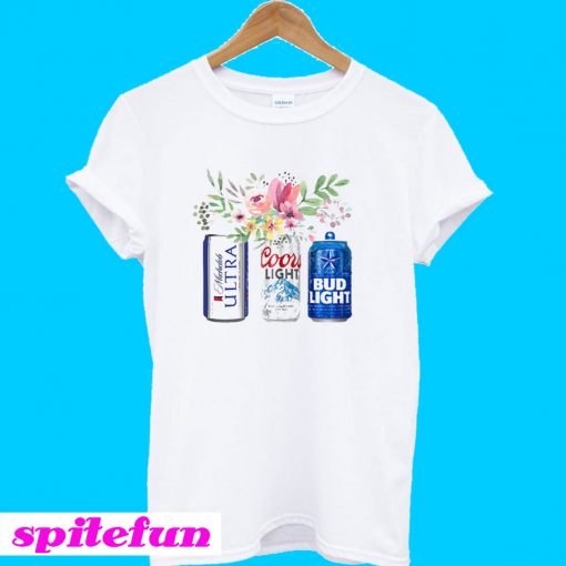 Flower Michelob Ultra Coors Light Bud Light Beer T-Shirt