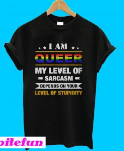 I am Queer my level of sarcasm depends on your level of stupidity T-shirt