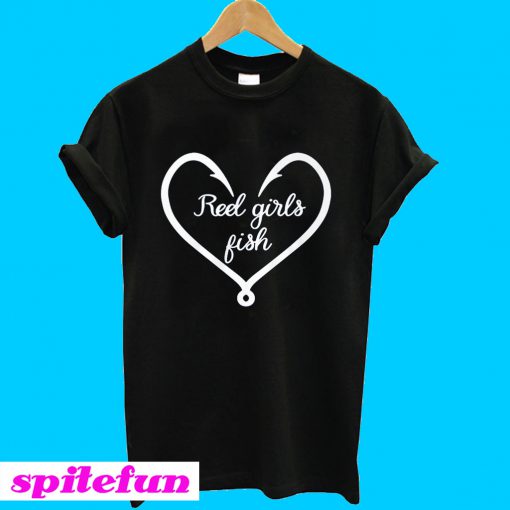 Valentine Reel Girls Fish Heart Love T-Shirt