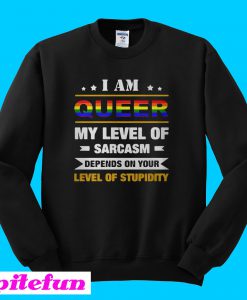 I am Queer my level of sarcasm depends on your level of stupidity Sweatshirt