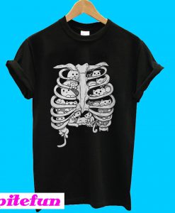 Skeleton chest cat T-shirt