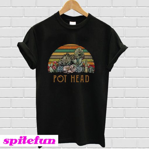 Stone lotus and Cactus Pot head retro T-Shirt