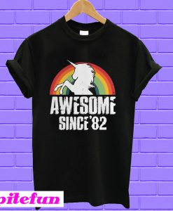 Rainbow Unicorn awesome since’82 retro T-shirt