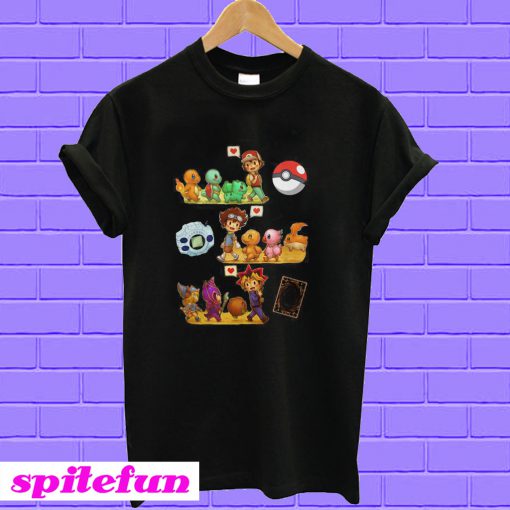 Friends Satoshi Pokemon Yagami Taichi Digimon Yugi Muto Yu-Gi-Oh T-shirt