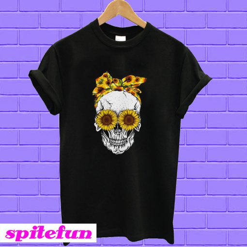 Lady Skull Sunflower Bow T-shirt