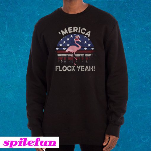 Flamingo America Flag Flock Yeah Sunset Sweatshirt