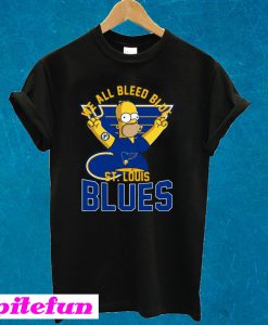 We All Bleed Blue Homer Simpson St. Louis Blues 2019 Stanley T-shirt