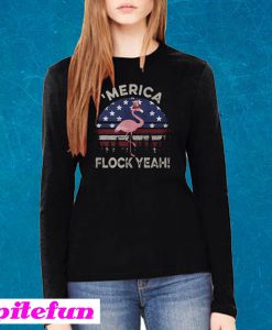 Flamingo America Flag Flock Yeah Sunset Sweatshirt