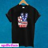 Fourth 4th of July Shirt American Flag Peace Sign Hand T-Shirt