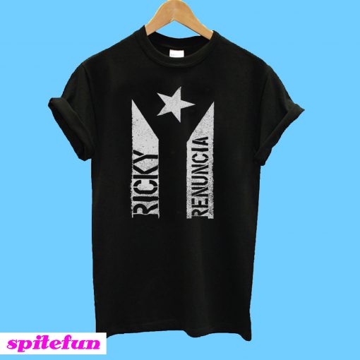 Ricky Renuncia Bandera Negra Puerto Rico Flag T-shirt