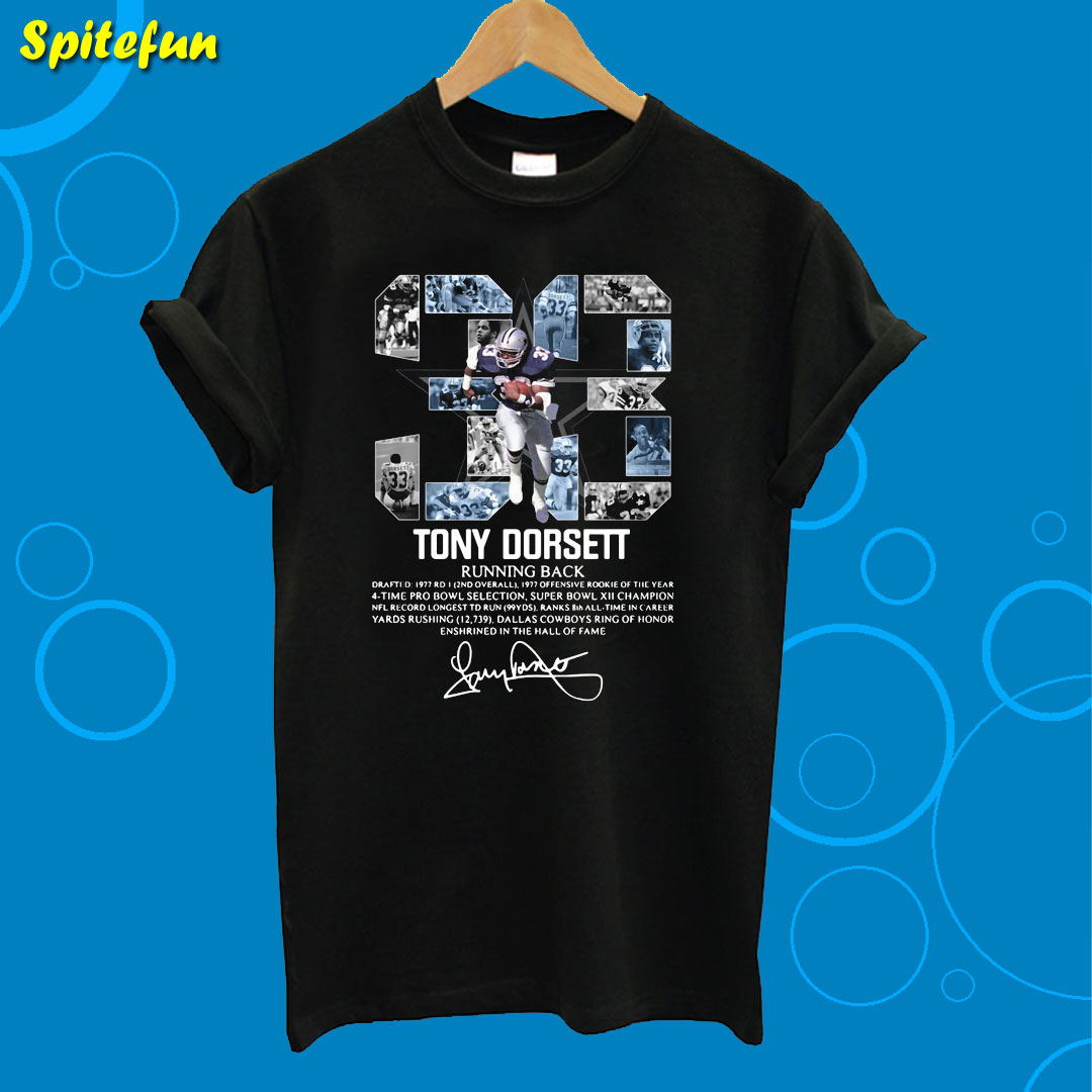 33 Tony Dorsett Running Back Signature T-Shirt