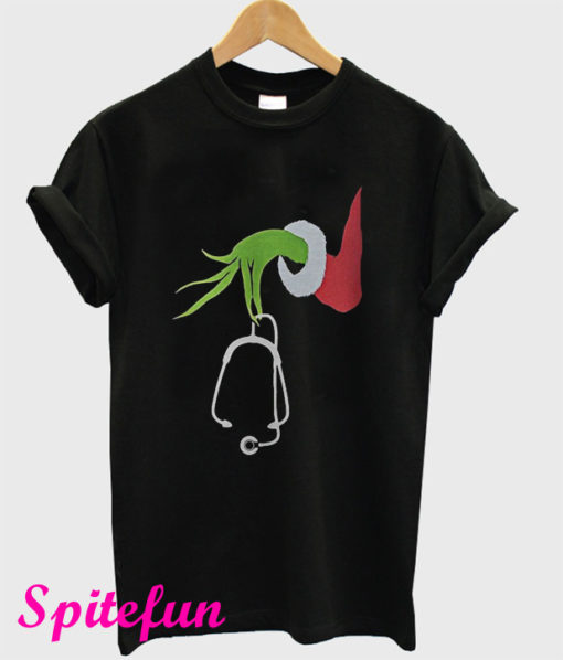 Grinch Hand Christmas Nurse T-Shirt