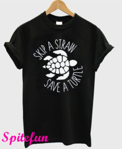 Skip a Straw Save a Turtle Black T-Shirt