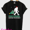 Bigfoot Carrying Christmas Tree Funny Sasquatch Santa T-Shirt