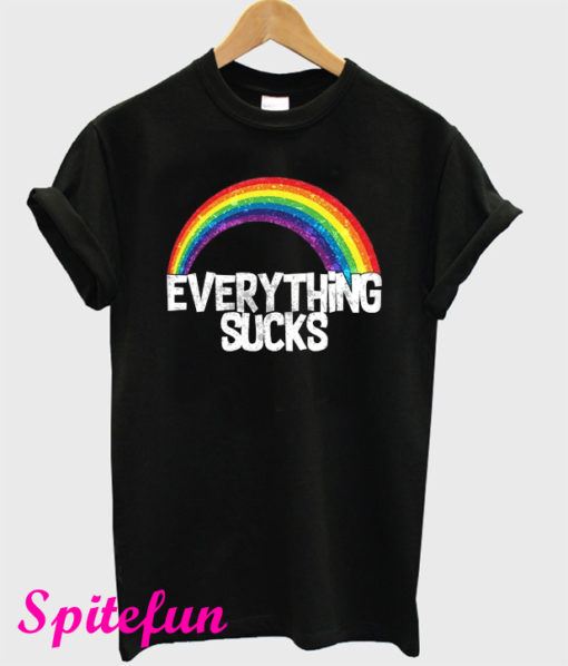 Everything Sucks Rainbow Black T-Shirt