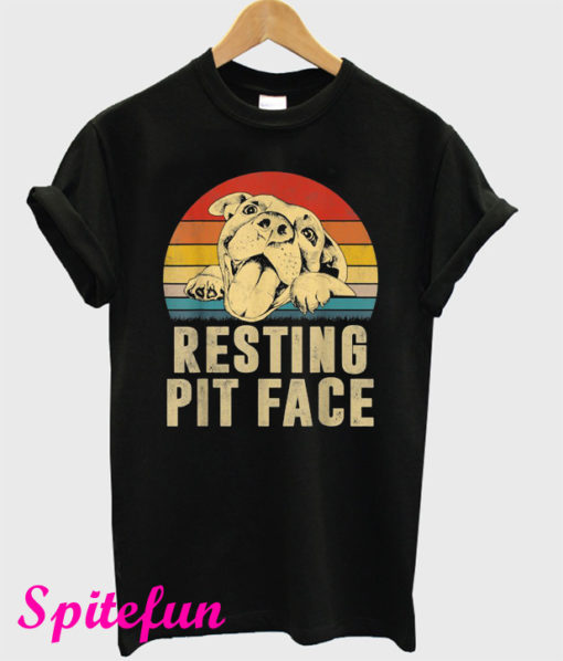 Funny Dog Pitbull Resting Pit Face T-Shirt