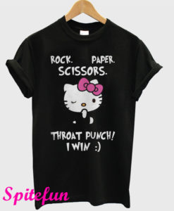 Hello Kitty Rock Paper Scissors Throat Punch I Win T-Shirt