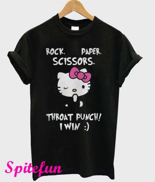 Hello Kitty Rock Paper Scissors Throat Punch I Win T-Shirt