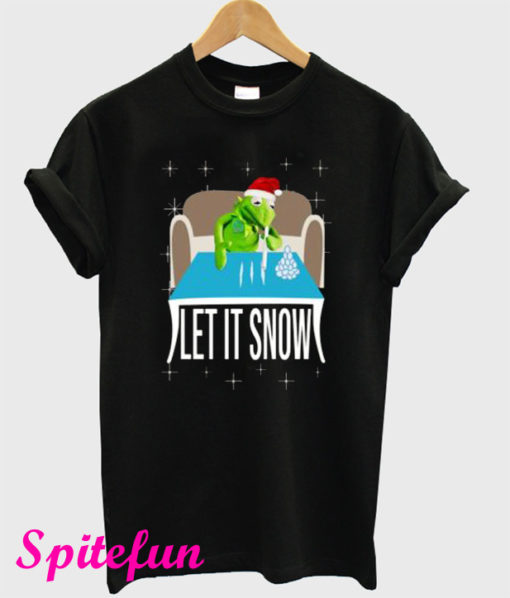 Kermit The Frog Doing Coke Walmart Cocaine Santa Let It Snow T-Shirt