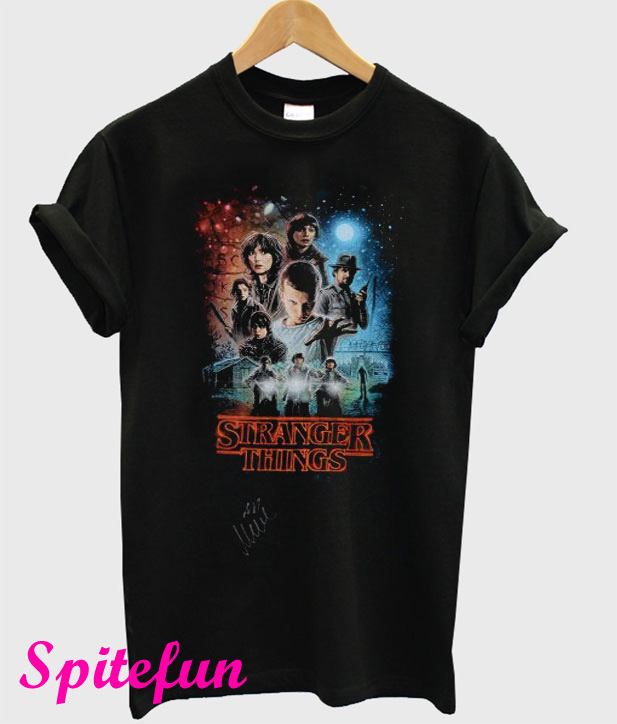 Millie Bobby Brown Stranger Things Autographed Group Shot Graphic T-Shirt