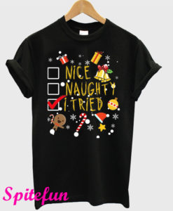 Nice Naughty I Tried Funny Christmas T-Shirt