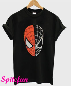 Spider-Man Half Black Face Half Red With Silver T-Shirt