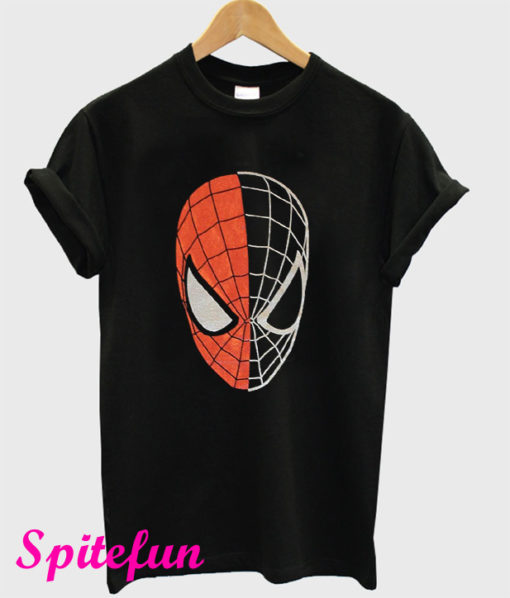 Spider-Man Half Black Face Half Red With Silver T-Shirt