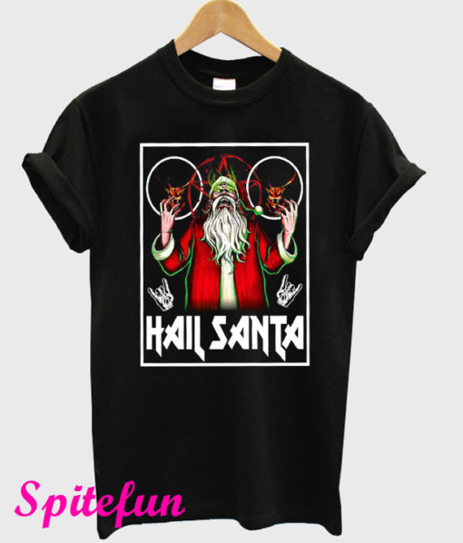 Ugly Christmas HAIL SANTA Shirt Metal Chrtismas T-Shirt
