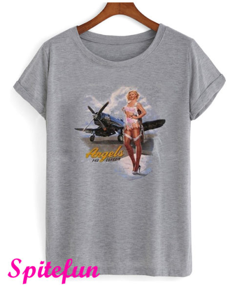 WWII Corsair F4U Flying Angels Blonde Pinup Girl T-Shirt