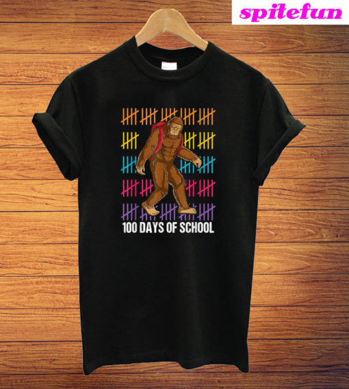 Bigfoot Sasquatch Happy 100 Days Of School Boys T-Shirt