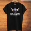 Black Guns Matter American Flag Skull Three Stars T-Shirt