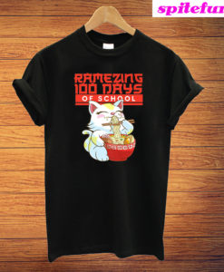 Kawaii Ramen Cat Ramezing 100 Days of School T-Shirt