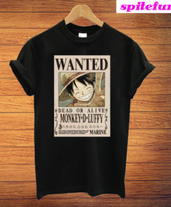 One Piece Anime Monkey D. Luffy Wanted Poster T-Shirt