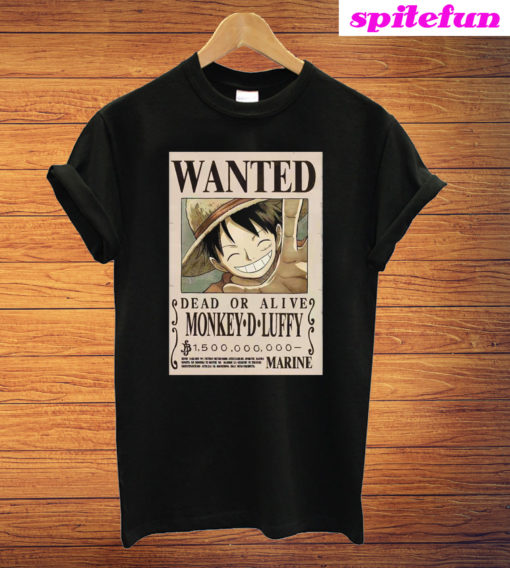 One Piece Anime Monkey D. Luffy Wanted Poster T-Shirt