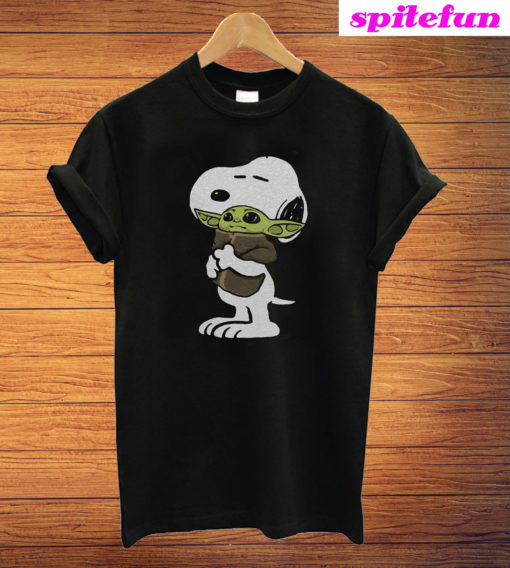 Snoopy Hugging Baby Yoda T-Shirt