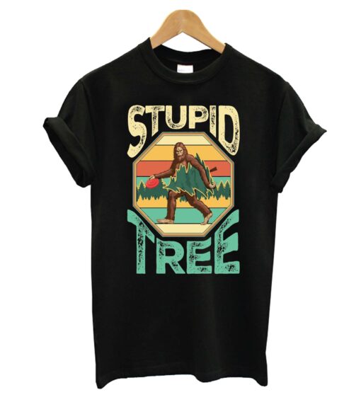 Disc Golf Stupid Tree Bigfoot Sasquatch Yeti Disc Golfing Player Gift Vintage T-Shirt
