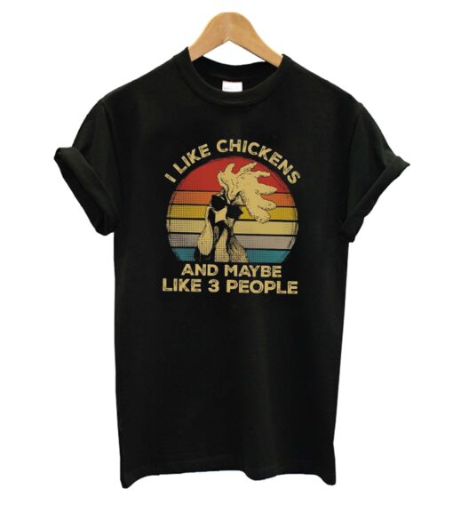 I Like Glasses Chickens And Maybe Like 3 People Farmer Family Vintage T-Shirt