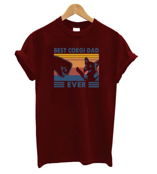 Vintage Best Corgi Dad Ever Fist Bump Funny Corgi Lover T-shirt