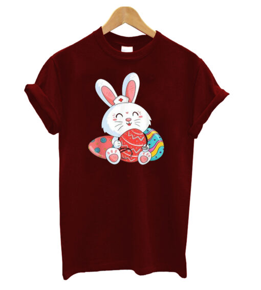 Cute Bunny Nurse Eggs Happy Easter Day Nursing T-Shirt