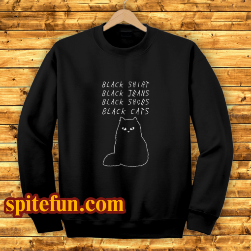 Black Shirt Jeans Shoes Cats Sweatshirt