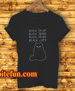 Black Shirt Jeans Shoes Cats T-Shirt