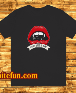 Vampire Fangs Fight Like a Girl t-shirt