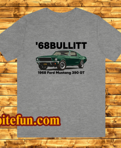 Steve McQueen 68 Bullitt Mustang 390 GT retro t-shirt