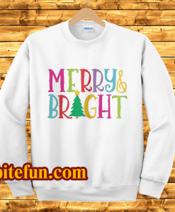 Colorful Merry & Bright Tree Cute Christmas Sweatshirt