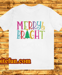 Colorful Merry Bright Tree Cute Christmas T Shirt