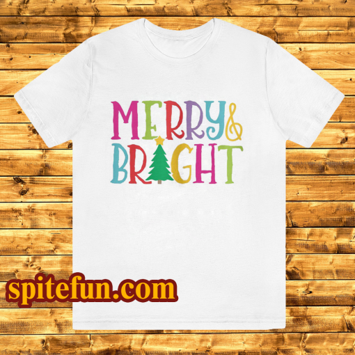 Colorful Merry Bright Tree Cute Christmas T Shirt