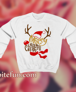 Reindeer Shaped Merry Christmas Sweatshirt